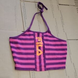 Fila Purple and Pink Striped Halter Top